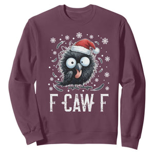 Funny F Caw F Christmas Crow Sweatshirt Santa Raven Xmas Holiday TS11 Maroon Print Your Wear