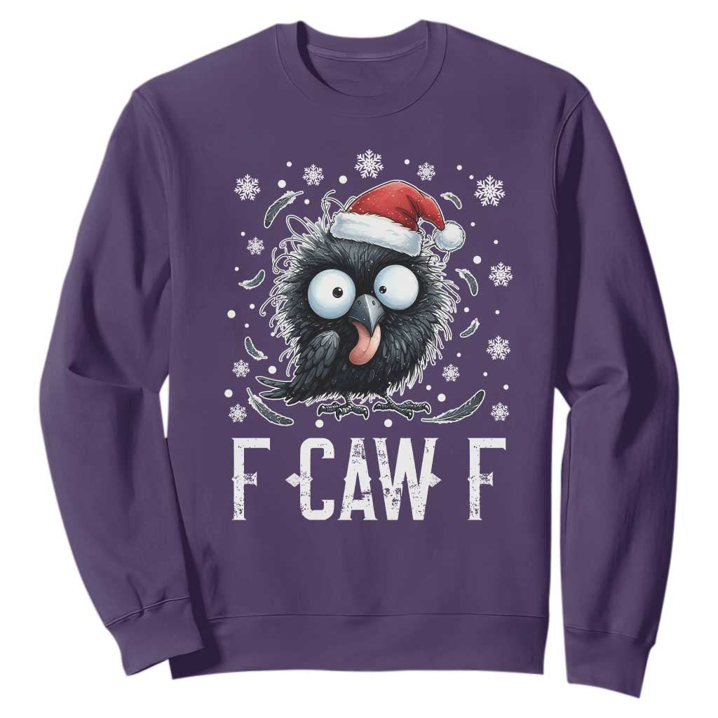 Funny F Caw F Christmas Crow Sweatshirt Santa Raven Xmas Holiday TS11 Purple Print Your Wear