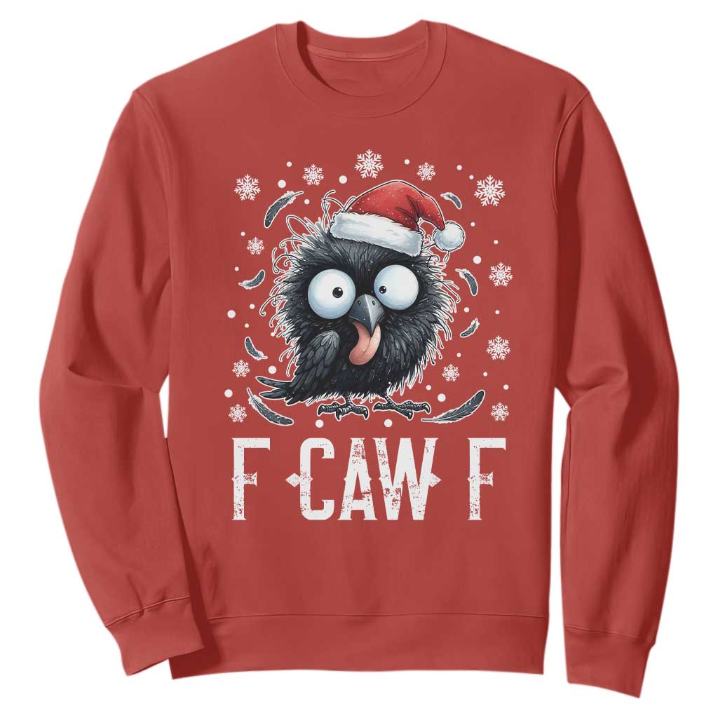 Funny F Caw F Christmas Crow Sweatshirt Santa Raven Xmas Holiday TS11 Red Print Your Wear