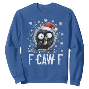 Funny F Caw F Christmas Crow Sweatshirt Santa Raven Xmas Holiday TS11 Royal Blue Print Your Wear