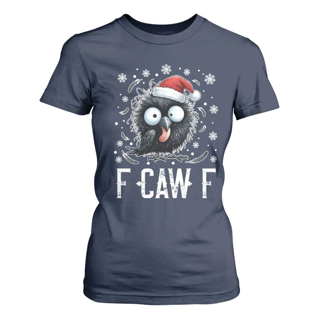 Funny F Caw F Christmas Crow T Shirt For Women Santa Raven Xmas Holiday TS11 Navy Print Your Wear