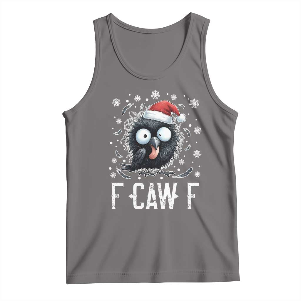 Funny F Caw F Christmas Crow Tank Top Santa Raven Xmas Holiday TS11 Deep Heather Print Your Wear