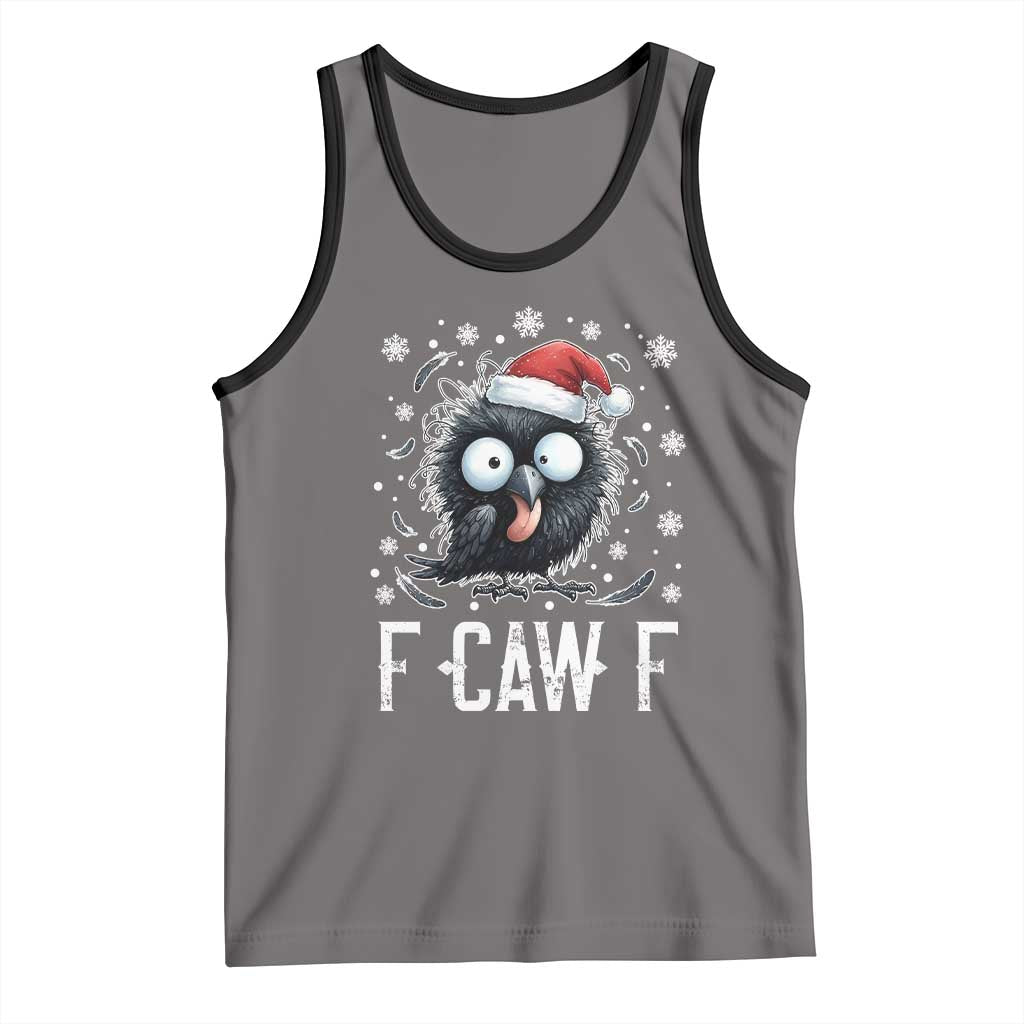 Funny F Caw F Christmas Crow Tank Top Santa Raven Xmas Holiday TS11 Deep Heather Black Print Your Wear