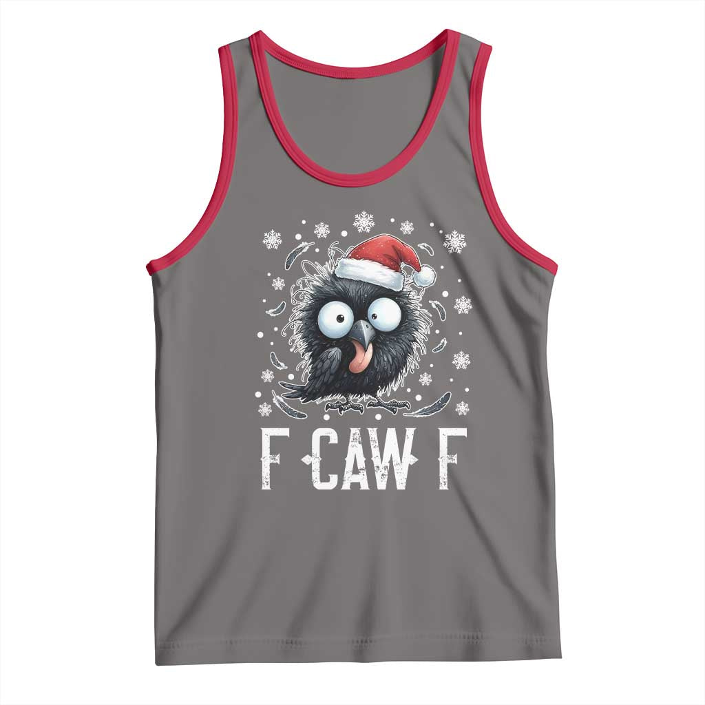Funny F Caw F Christmas Crow Tank Top Santa Raven Xmas Holiday TS11 Deep Heather Red Print Your Wear