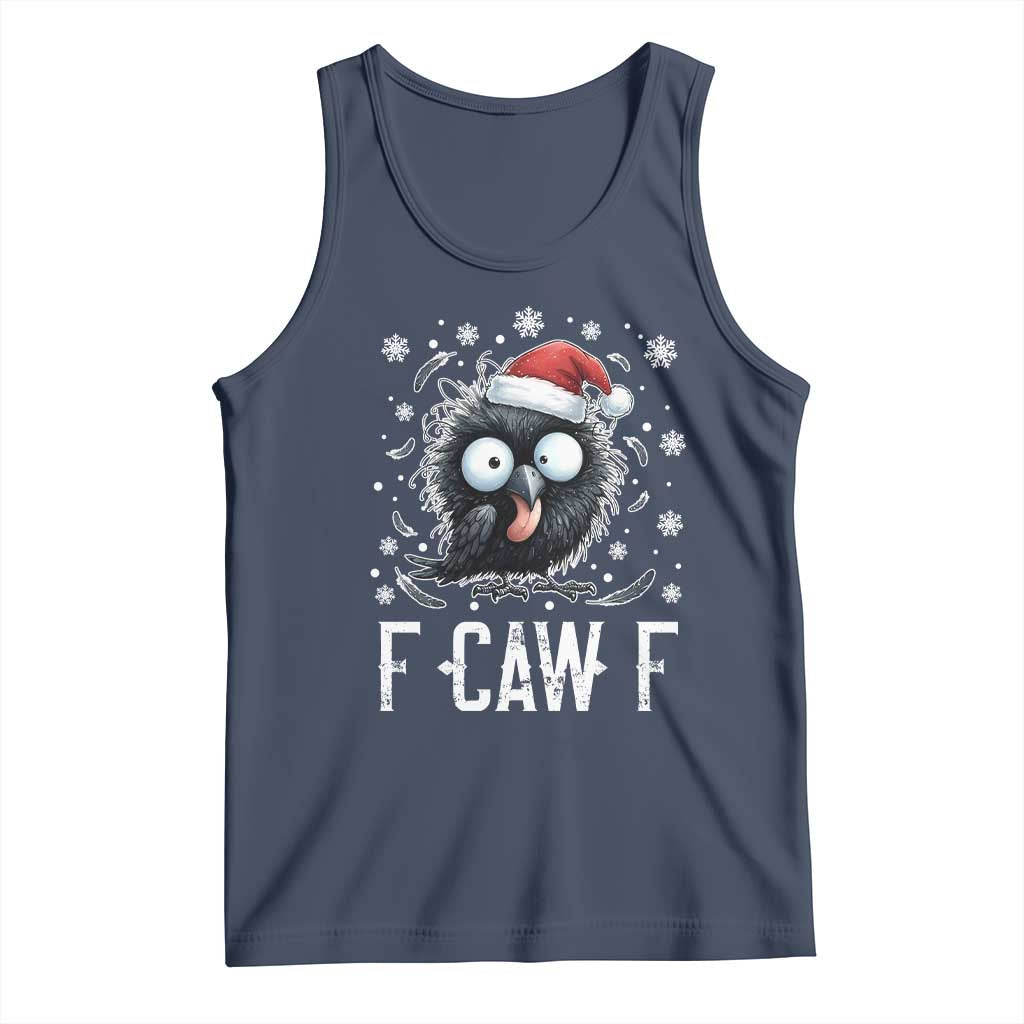 Funny F Caw F Christmas Crow Tank Top Santa Raven Xmas Holiday TS11 Navy Print Your Wear