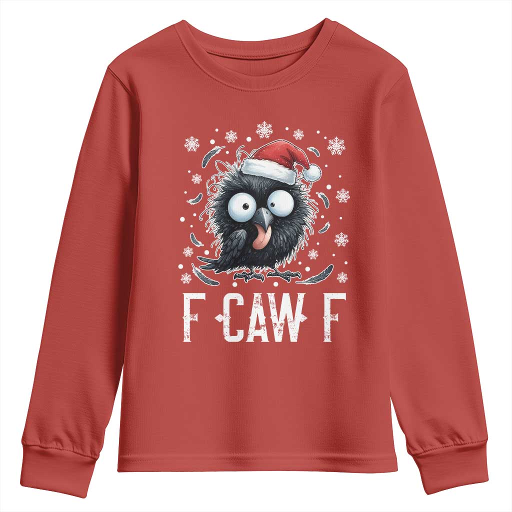 Funny F Caw F Christmas Crow Youth Sweatshirt Santa Raven Xmas Holiday TS11 Red Print Your Wear