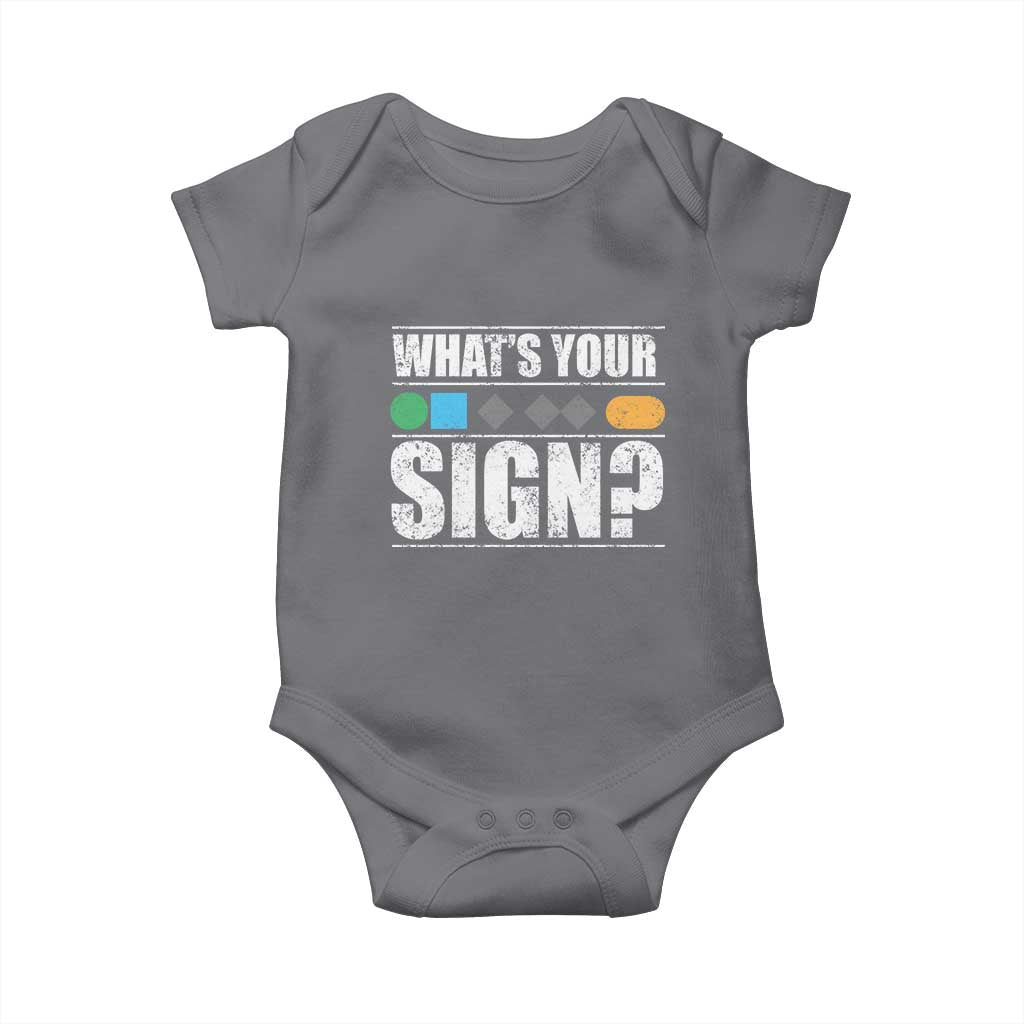 Funny Ski Snowboard Whats Your Sign Baby Onesie TS11 Charcoal Print Your Wear