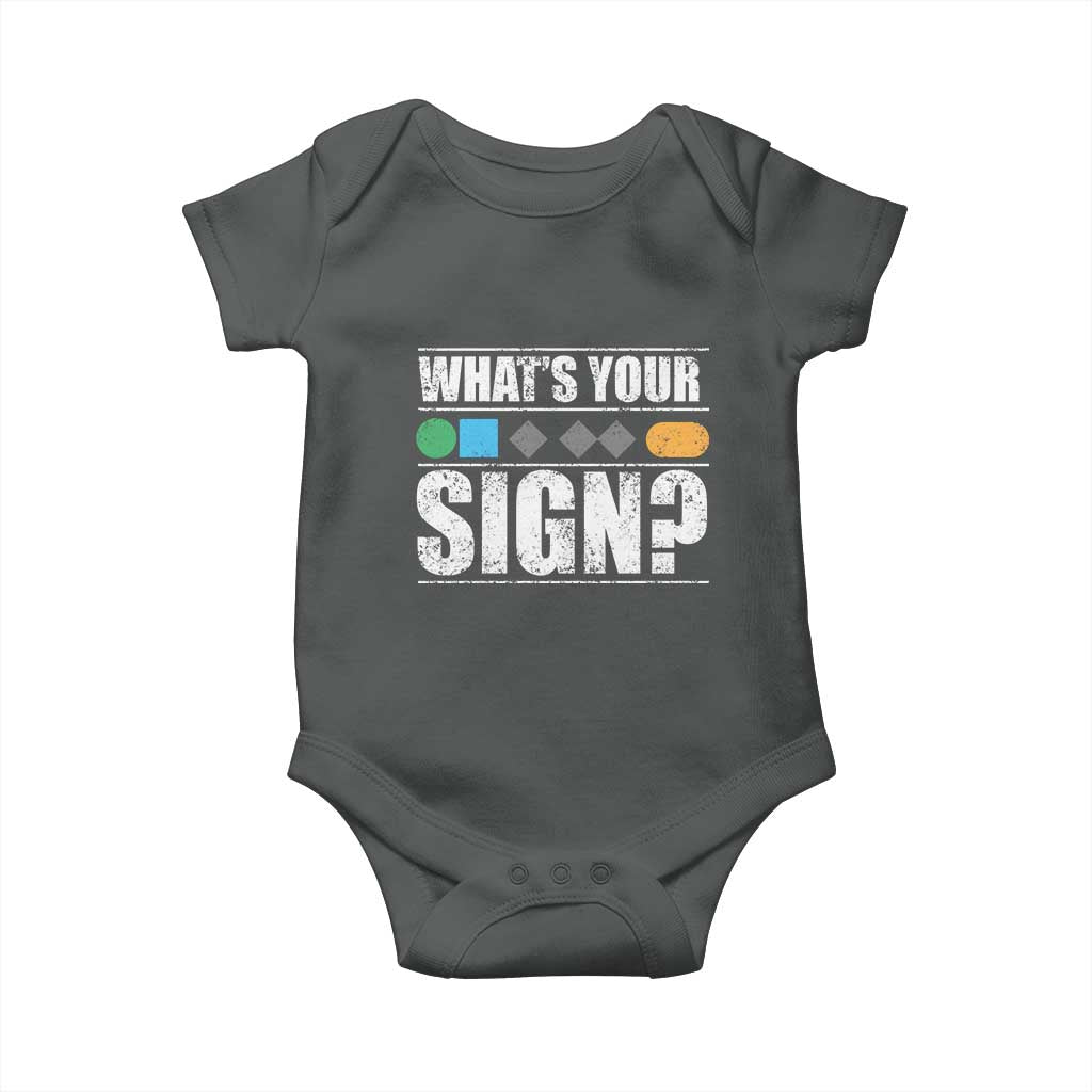 Funny Ski Snowboard Whats Your Sign Baby Onesie TS11 Dark Heather Print Your Wear