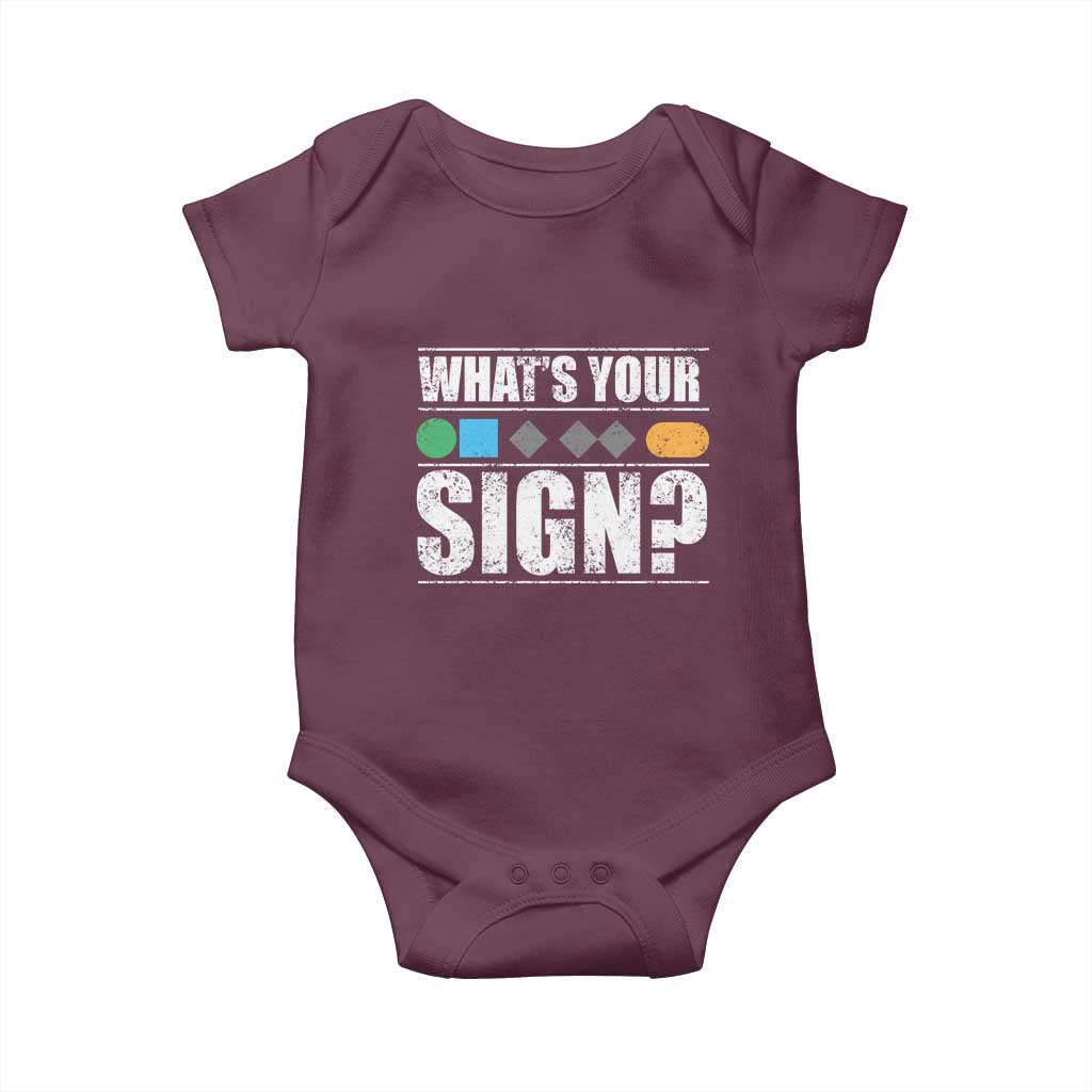 Funny Ski Snowboard Whats Your Sign Baby Onesie TS11 Maroon Print Your Wear