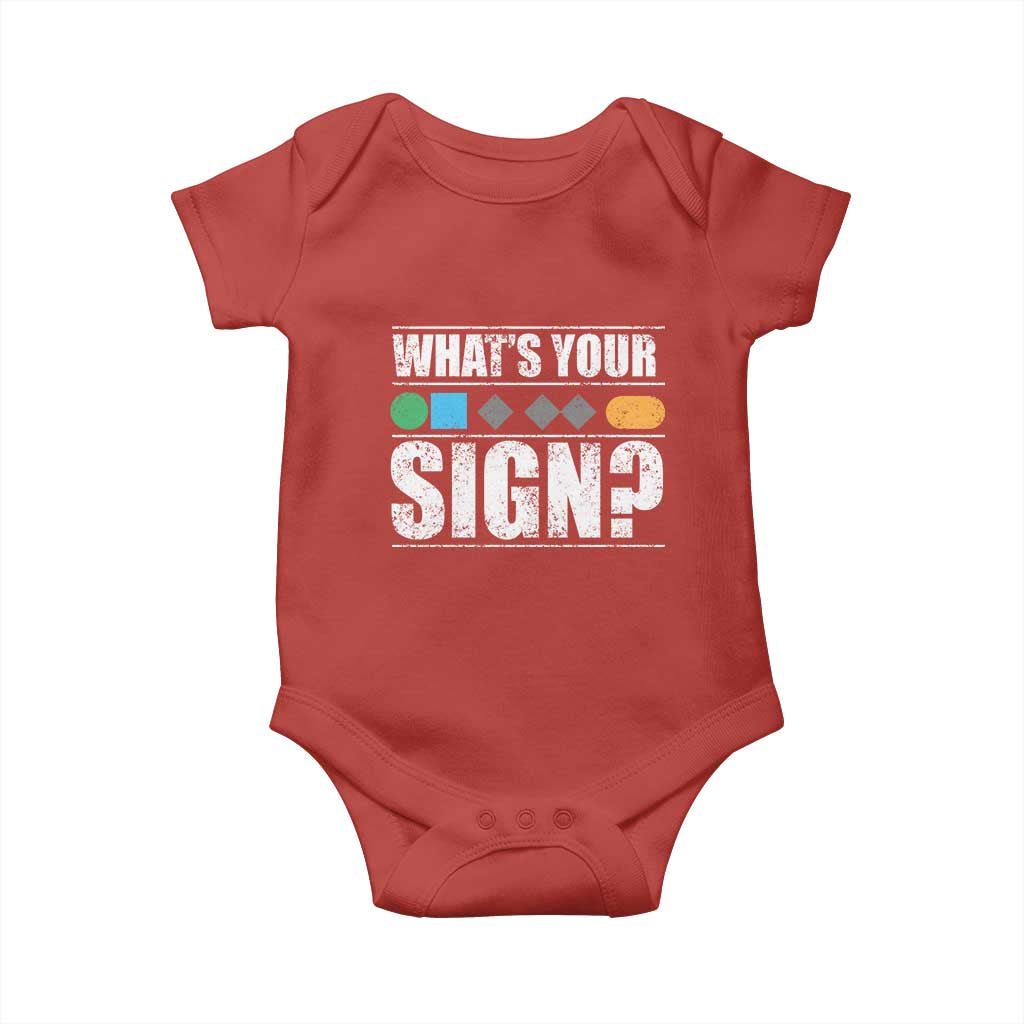 Funny Ski Snowboard Whats Your Sign Baby Onesie TS11 Red Print Your Wear