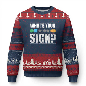 Funny Ski Snowboard Whats Your Sign Ugly Christmas Sweater TS11 Navy Red Print Your Wear