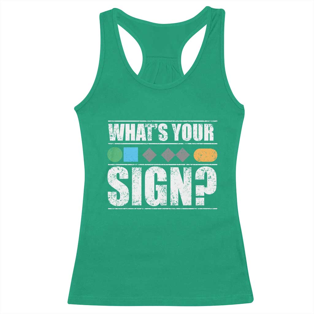 Funny Ski Snowboard Whats Your Sign Racerback Tank Top TS11 Irish Green Print Your Wear
