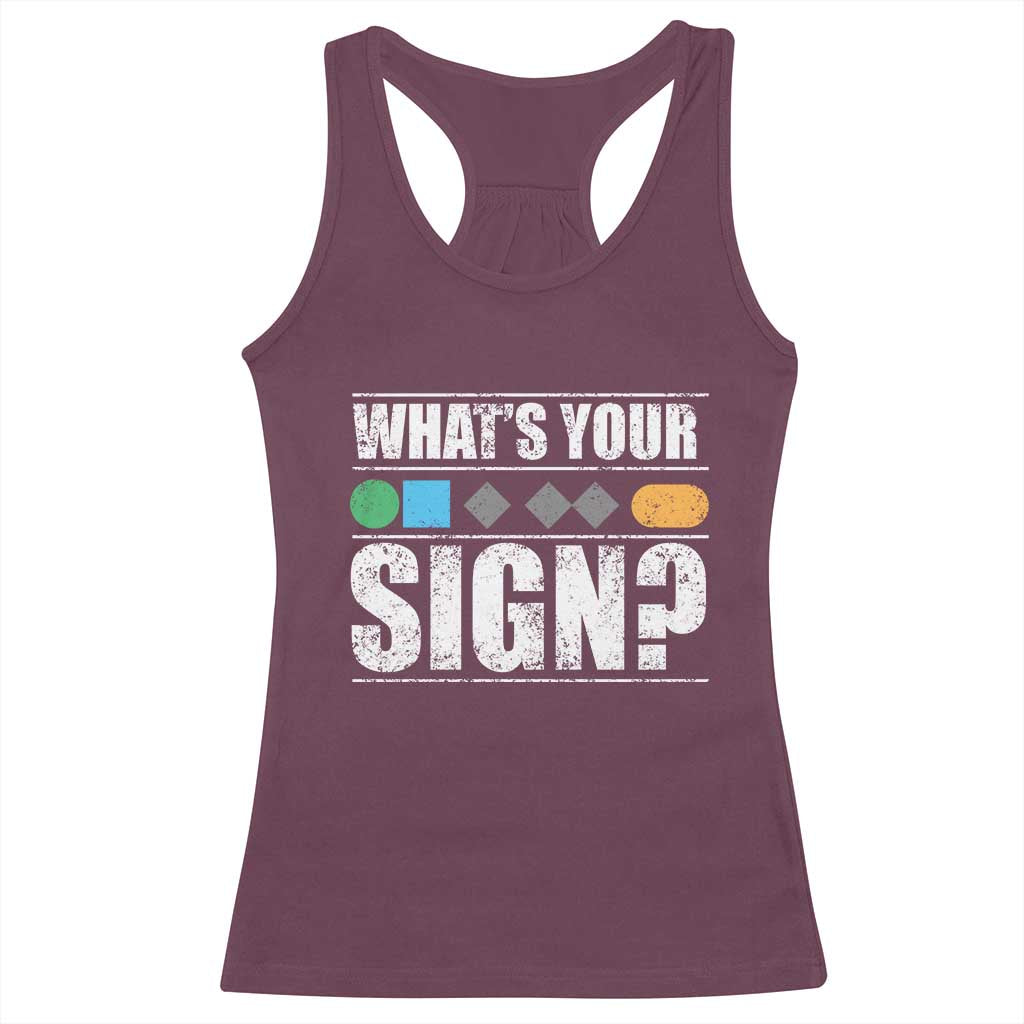 Funny Ski Snowboard Whats Your Sign Racerback Tank Top TS11 Maroon Print Your Wear