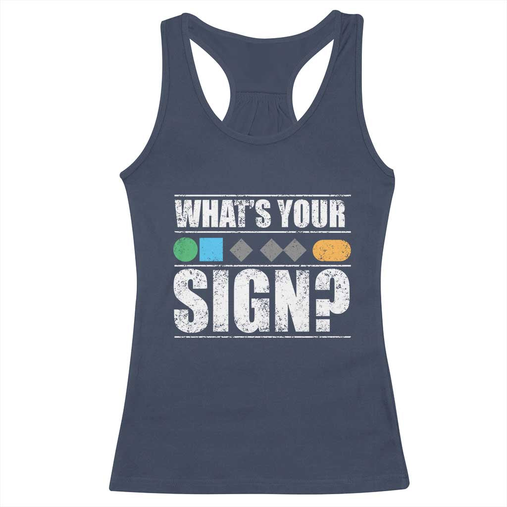 Funny Ski Snowboard Whats Your Sign Racerback Tank Top TS11 Navy Print Your Wear