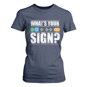 Funny Ski Snowboard Whats Your Sign T Shirt For Women TS11 Navy Print Your Wear
