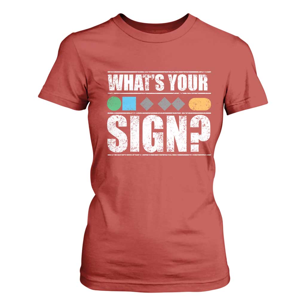 Funny Ski Snowboard Whats Your Sign T Shirt For Women TS11 Red Print Your Wear