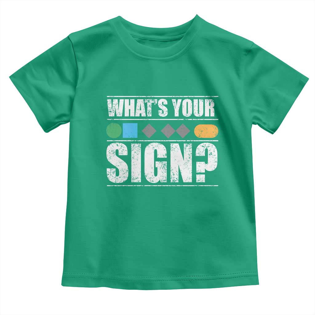 Funny Ski Snowboard Whats Your Sign Toddler T Shirt TS11 Irish Green Print Your Wear