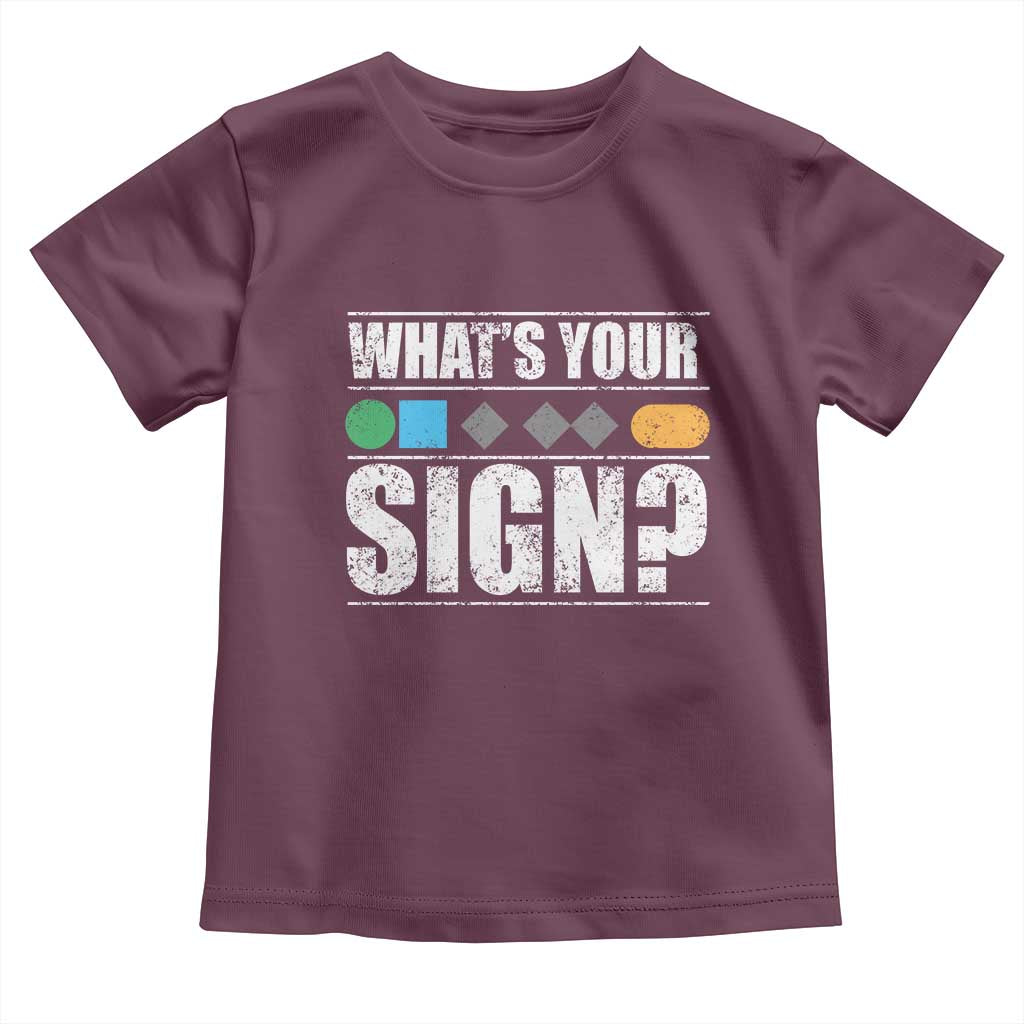 Funny Ski Snowboard Whats Your Sign Toddler T Shirt TS11 Maroon Print Your Wear