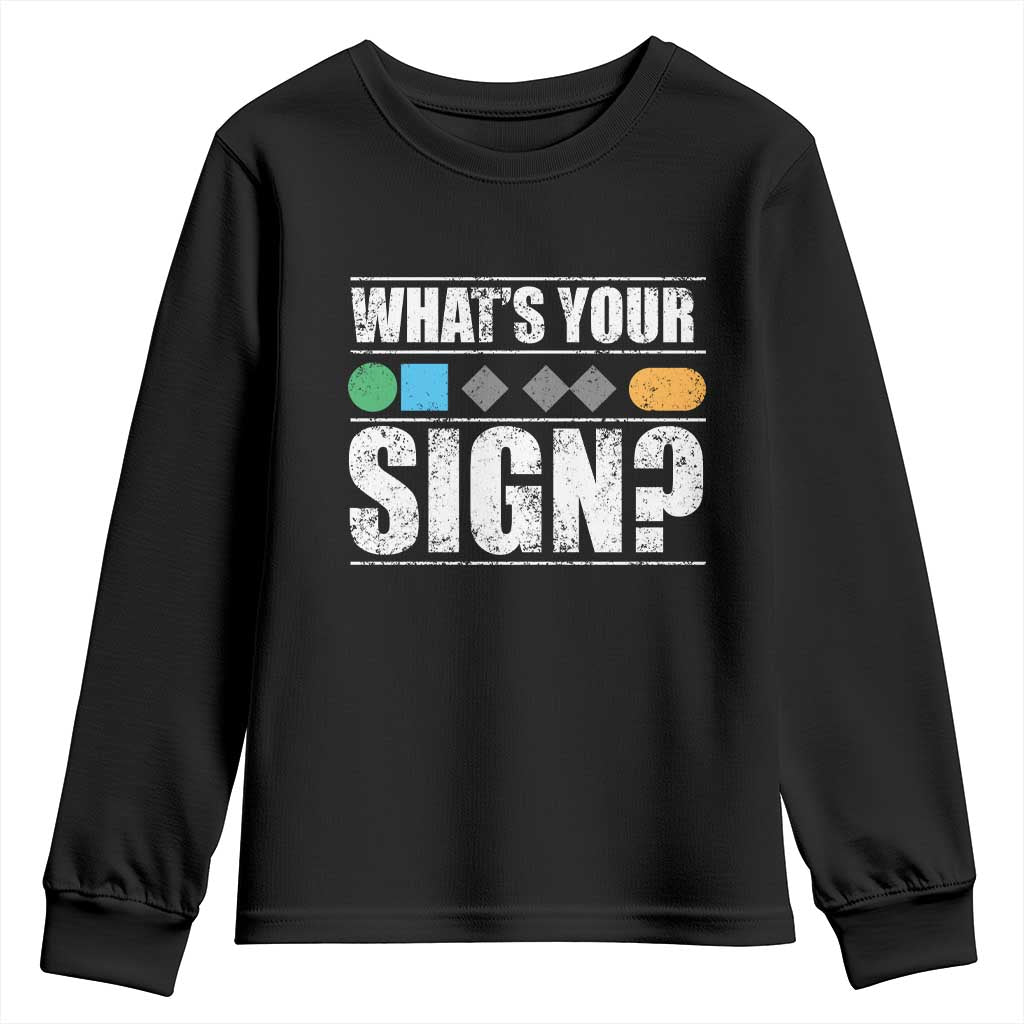 Funny Ski Snowboard Whats Your Sign Youth Sweatshirt TS11 Black Print Your Wear