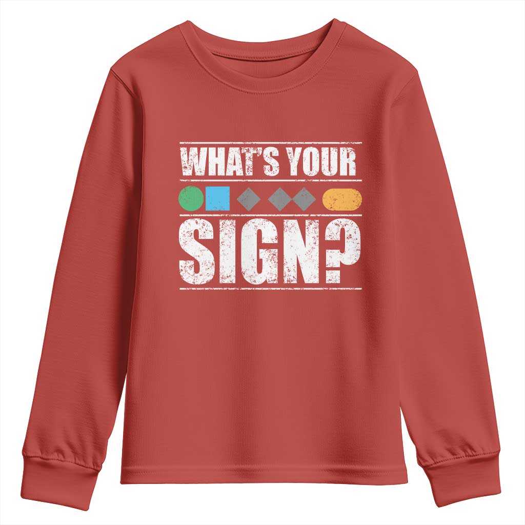 Funny Ski Snowboard Whats Your Sign Youth Sweatshirt TS11 Red Print Your Wear