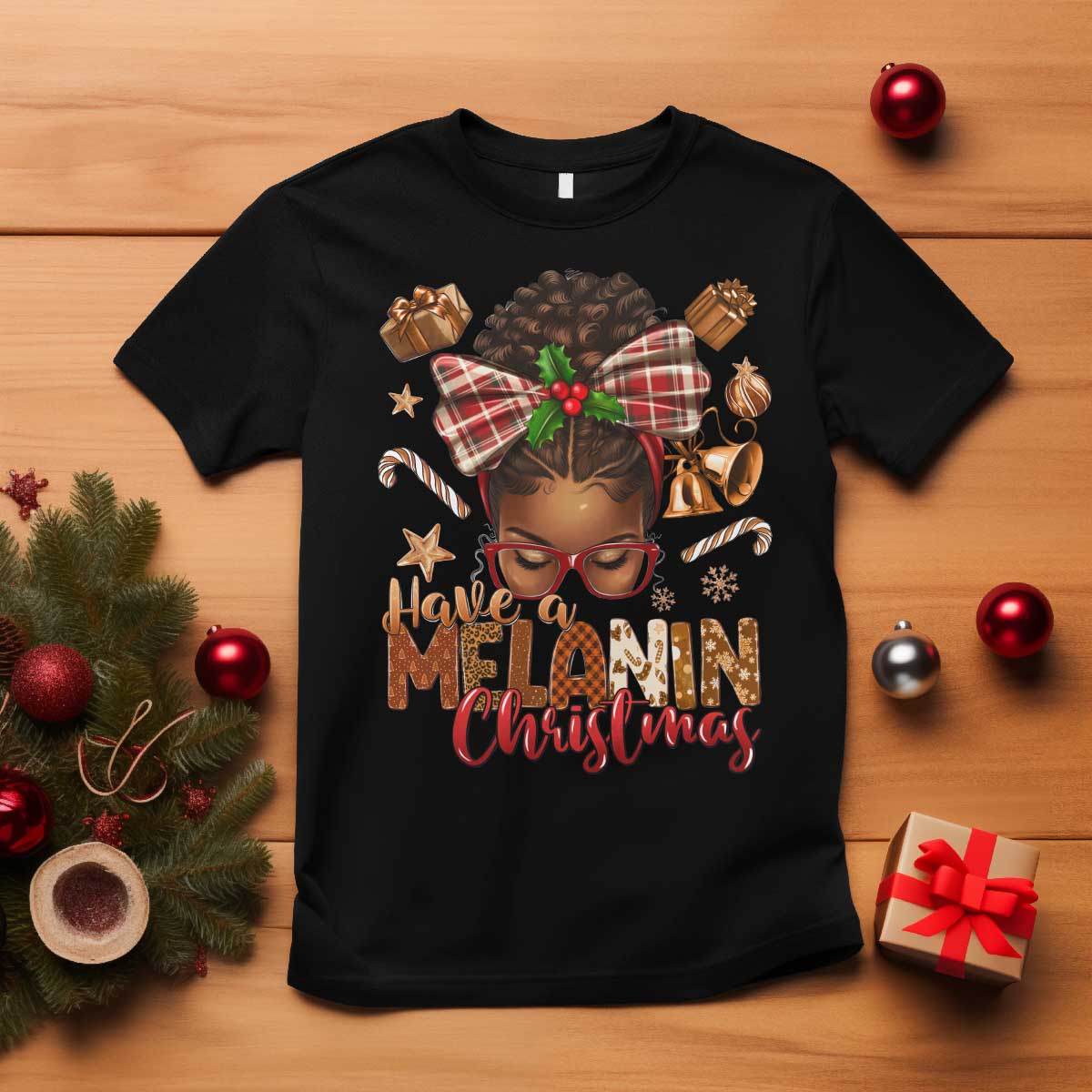 Have A Melanin Christmas African American Girl Xmas T Shirt TS11 Black Print Your Wear