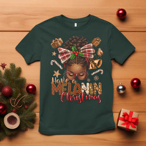 Have A Melanin Christmas African American Girl Xmas T Shirt TS11 Dark Forest Green Print Your Wear