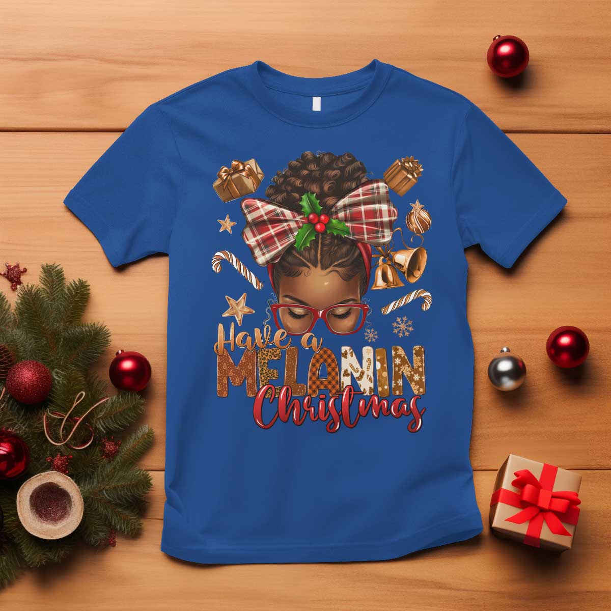 Have A Melanin Christmas African American Girl Xmas T Shirt TS11 Royal Blue Print Your Wear