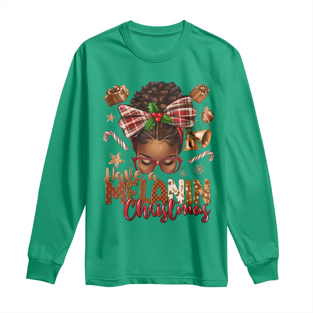 Have A Melanin Christmas African American Girl Xmas Long Sleeve Shirt TS11 Irish Green Print Your Wear
