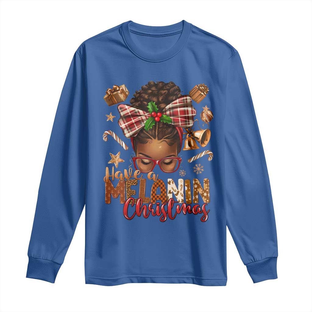 Have A Melanin Christmas African American Girl Xmas Long Sleeve Shirt TS11 Royal Blue Print Your Wear