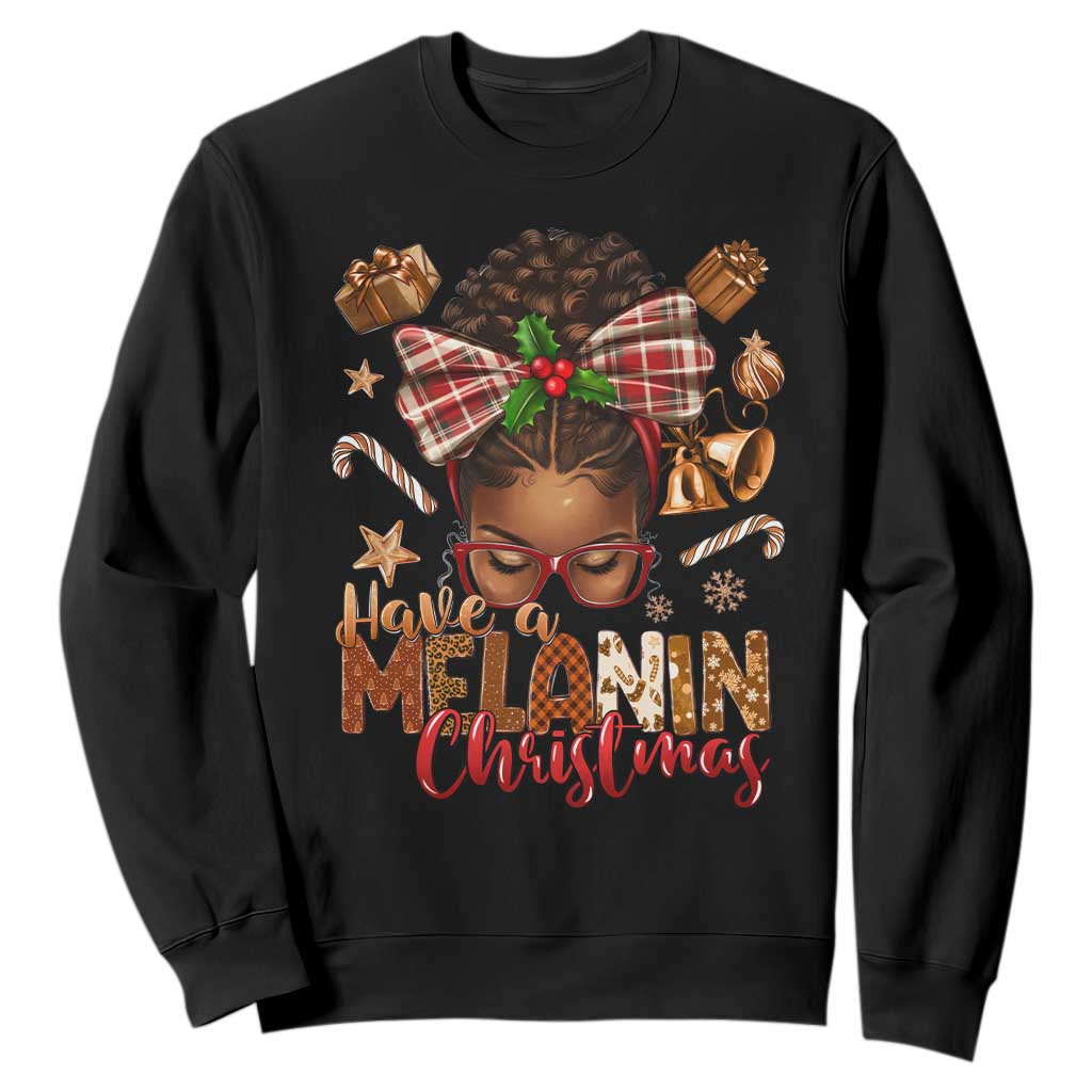 Have A Melanin Christmas African American Girl Xmas Sweatshirt TS11 Black Print Your Wear