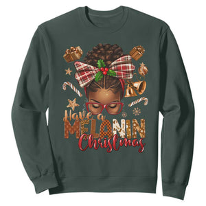 Have A Melanin Christmas African American Girl Xmas Sweatshirt TS11 Dark Forest Green Print Your Wear