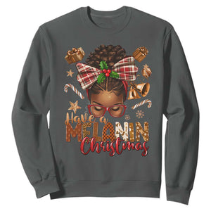 Have A Melanin Christmas African American Girl Xmas Sweatshirt TS11 Dark Heather Print Your Wear