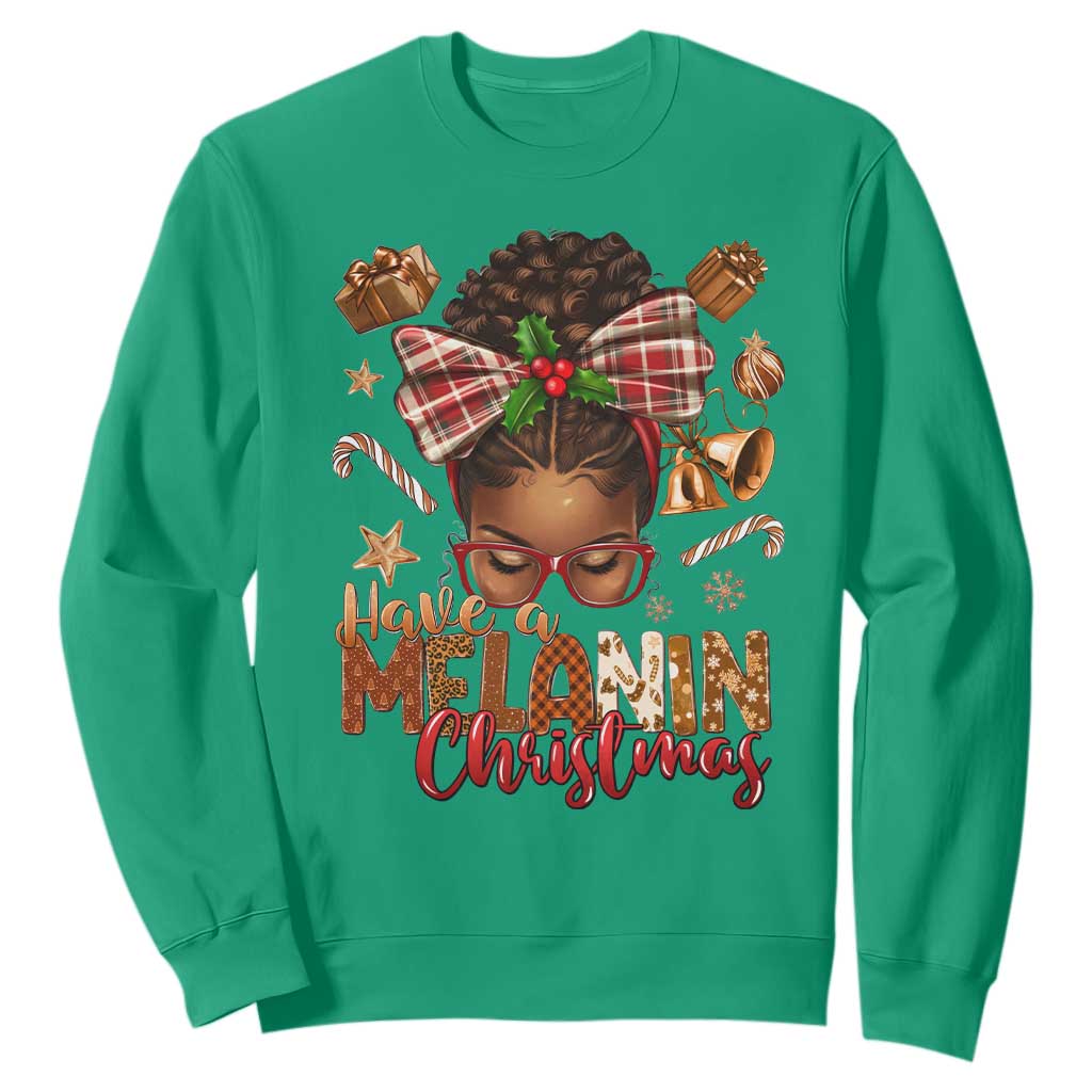 Have A Melanin Christmas African American Girl Xmas Sweatshirt TS11 Irish Green Print Your Wear