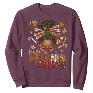 Have A Melanin Christmas African American Girl Xmas Sweatshirt TS11 Maroon Print Your Wear