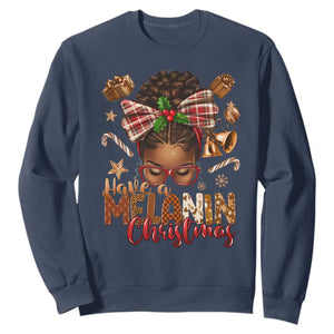 Have A Melanin Christmas African American Girl Xmas Sweatshirt TS11 Navy Print Your Wear