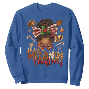 Have A Melanin Christmas African American Girl Xmas Sweatshirt TS11 Royal Blue Print Your Wear