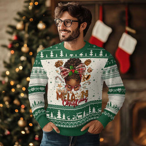Have A Melanin Christmas African American Girl Xmas Ugly Christmas Sweater TS11 Green Print Your Wear
