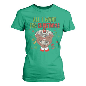 Funny All I Want For Christmas Is Money T Shirt For Women Xmas Melanin Black African American Hands TS11 Irish Green Print Your Wear