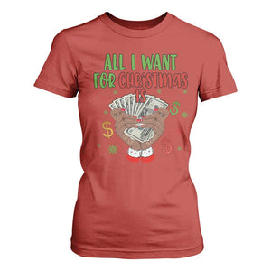 Funny All I Want For Christmas Is Money T Shirt For Women Xmas Melanin Black African American Hands TS11 Red Print Your Wear