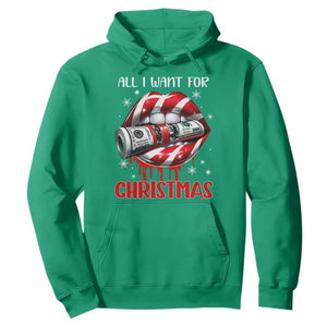Funny All I Want For Christmas Is Money Hoodie Candy Cane Lips TS11 Irish Green Print Your Wear