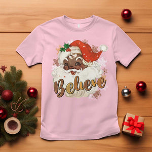 Funny Retro Black Santa Christmas T Shirt Believe African American Xmas TS11 Light Pink Print Your Wear