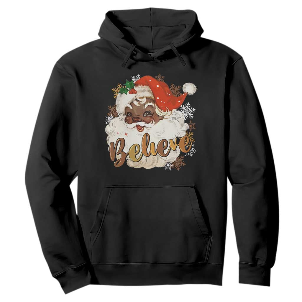 Funny Retro Black Santa Christmas Hoodie Believe African American Xmas TS11 Black Print Your Wear