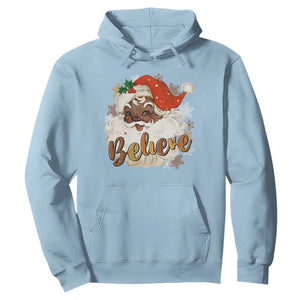 Funny Retro Black Santa Christmas Hoodie Believe African American Xmas TS11 Light Blue Print Your Wear