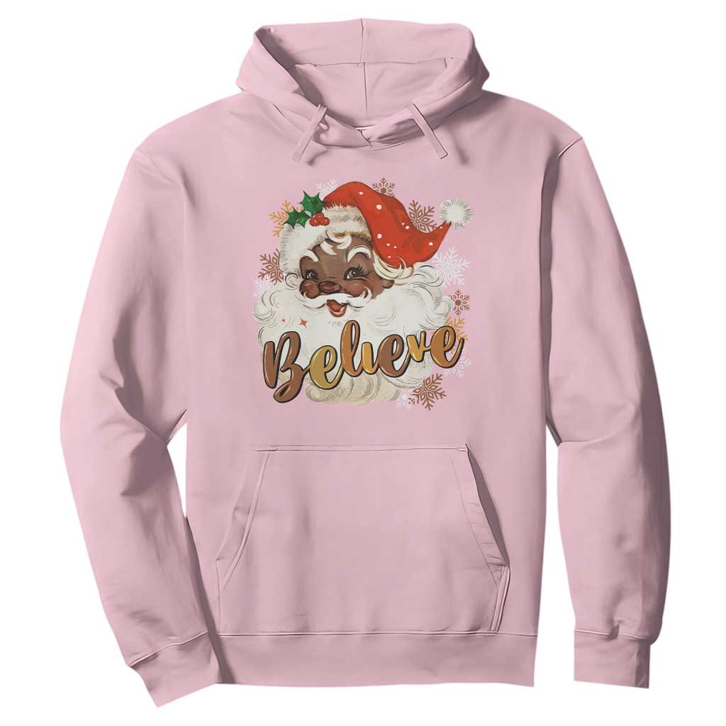 Funny Retro Black Santa Christmas Hoodie Believe African American Xmas TS11 Light Pink Print Your Wear
