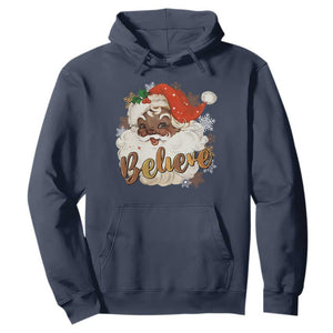 Funny Retro Black Santa Christmas Hoodie Believe African American Xmas TS11 Navy Print Your Wear