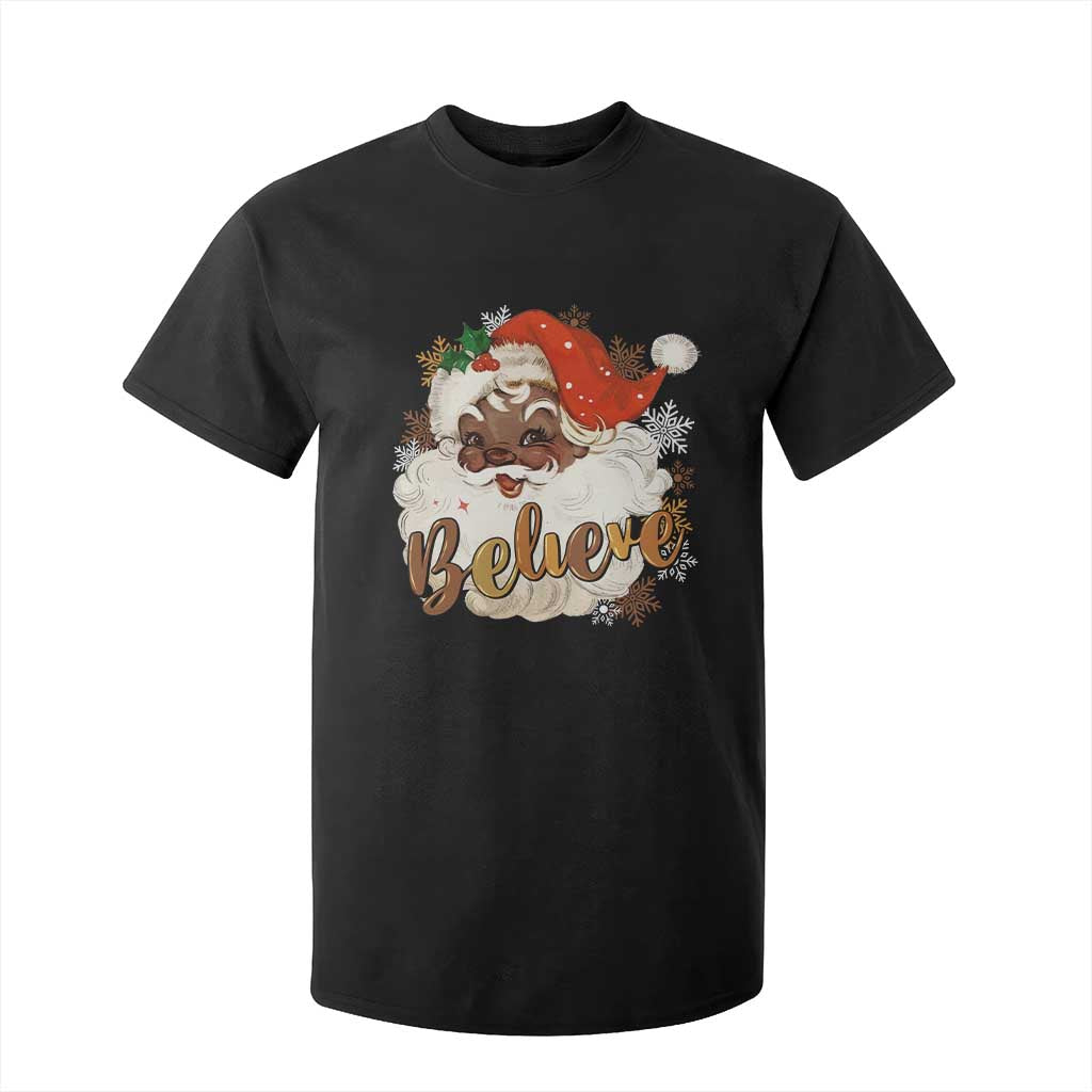 Funny Retro Black Santa Christmas T Shirt For Kid Believe African American Xmas TS11 Black Print Your Wear