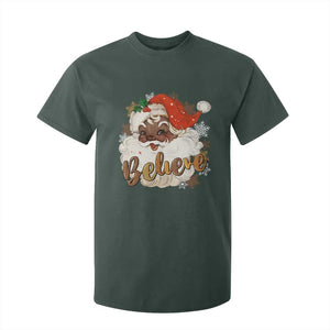 Funny Retro Black Santa Christmas T Shirt For Kid Believe African American Xmas TS11 Dark Forest Green Print Your Wear