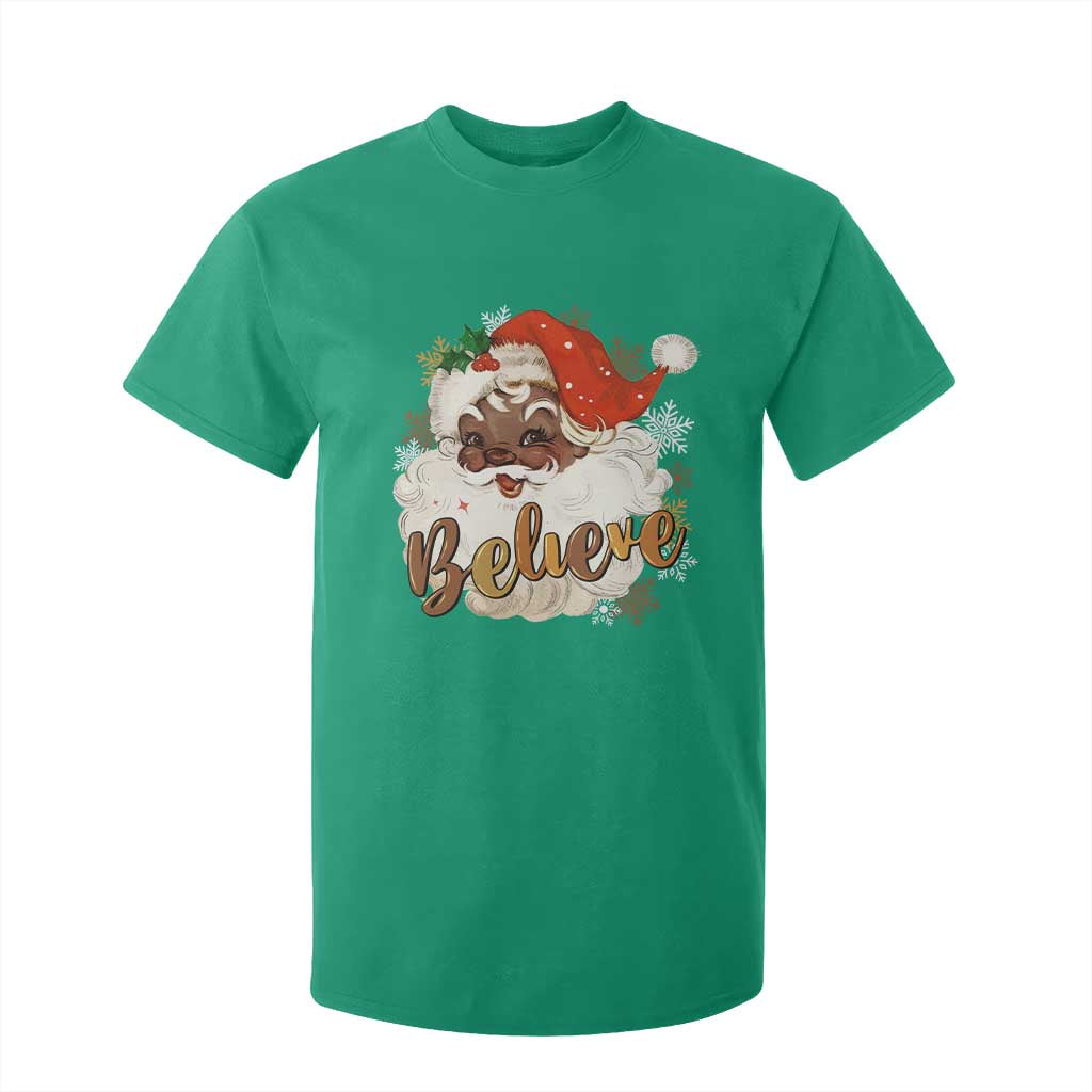 Funny Retro Black Santa Christmas T Shirt For Kid Believe African American Xmas TS11 Irish Green Print Your Wear