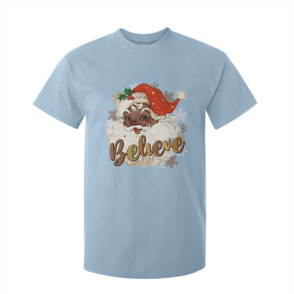 Funny Retro Black Santa Christmas T Shirt For Kid Believe African American Xmas TS11 Light Blue Print Your Wear