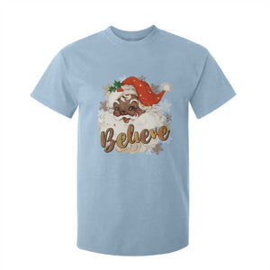 Funny Retro Black Santa Christmas T Shirt For Kid Believe African American Xmas TS11 Light Blue Print Your Wear